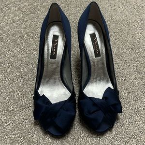 Navy peep toe dress shoes
